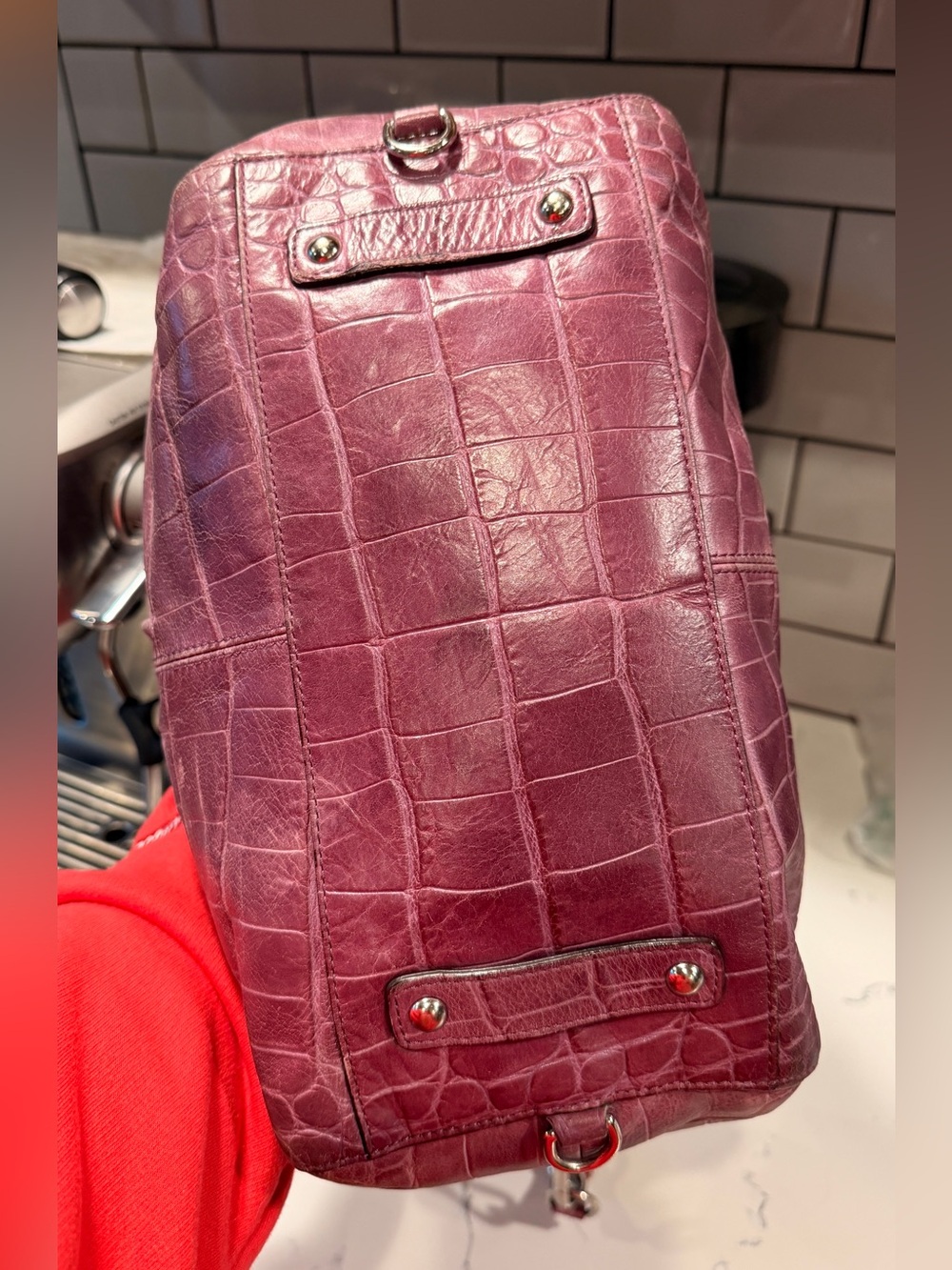 Coach 2010 Madison Audrey Purple Croc Embossed Leather Satchel Bag - Picture 7 of 13
